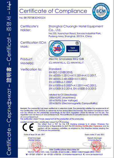চীন Shanghai Chuanglv Catering Equipment Co., Ltd সার্টিফিকেশন