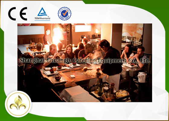 কেনা আয়তক্ষেত্রাকার Teppanyaki গ্রিল কুকটপ টেবিল স্টেইনলেস স্টীল 304 এবং খাদ ইস্পাত উপাদান online manufacture