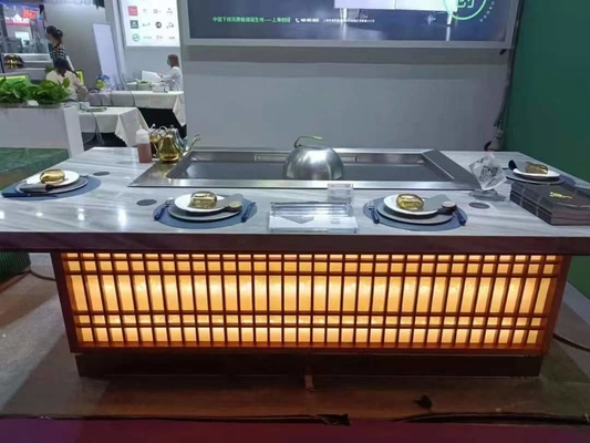কেনা ইলেক্ট্রোস্ট্যাটিক ফিউম পিউরিফায়ার সহ বাণিজ্যিক খাদ ইস্পাত টেপানিয়াকি গ্রিল টেবিল online manufacture