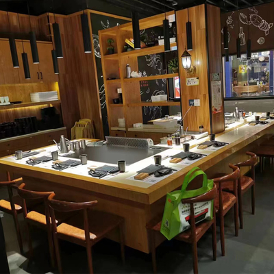 কেনা ইলেকট্রোম্যাগনেটিক আয়তক্ষেত্রাকার Teppanyaki গ্রিল টেবিল 7 - 10 আসন online manufacture