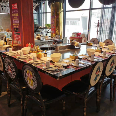 কেনা 7 - 10 আসন আয়তক্ষেত্রাকার Teppanyaki গ্রিল টেবিল দীর্ঘ সেবা জীবন online manufacture