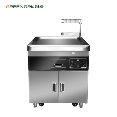 Commercial Kitchen Multifunctional Mobile Teppanyaki Grill Table with Double Furnace