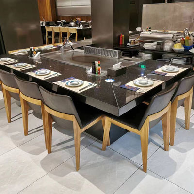 স্টেইনলেস স্টীল Teppanyaki গ্রিল টেবিল 2400x850x800mm 8kW