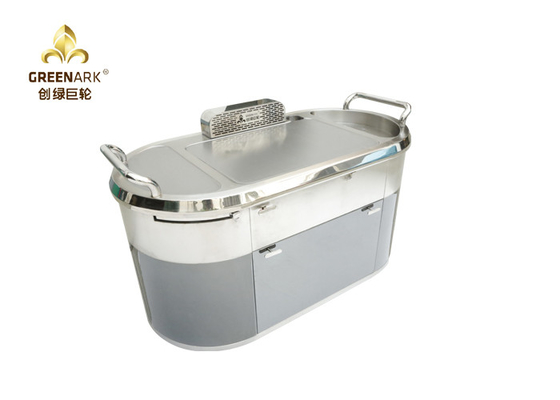Oval Down Exhaustion Mobile Teppanyaki Grill Electromagnetic Hibachi Table With Purification